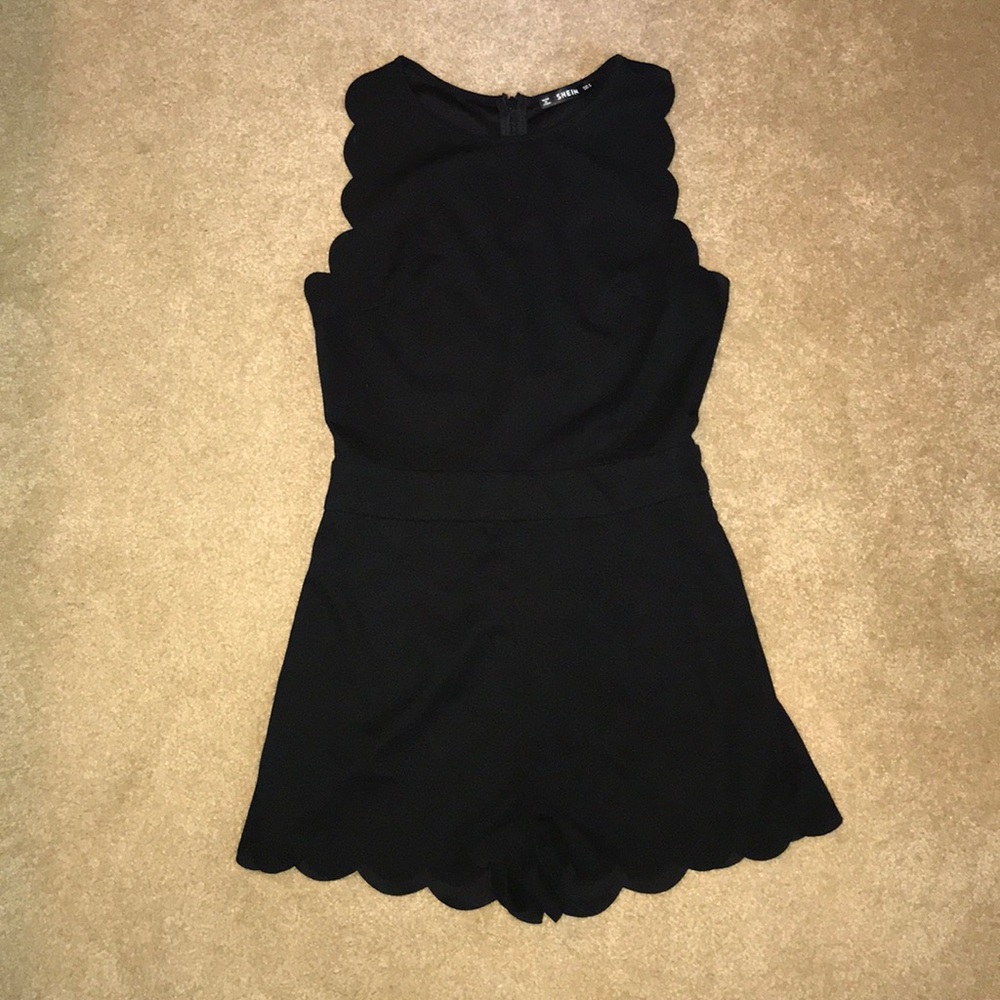 Black scalloped romper